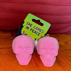 Fuzzy skull earrings